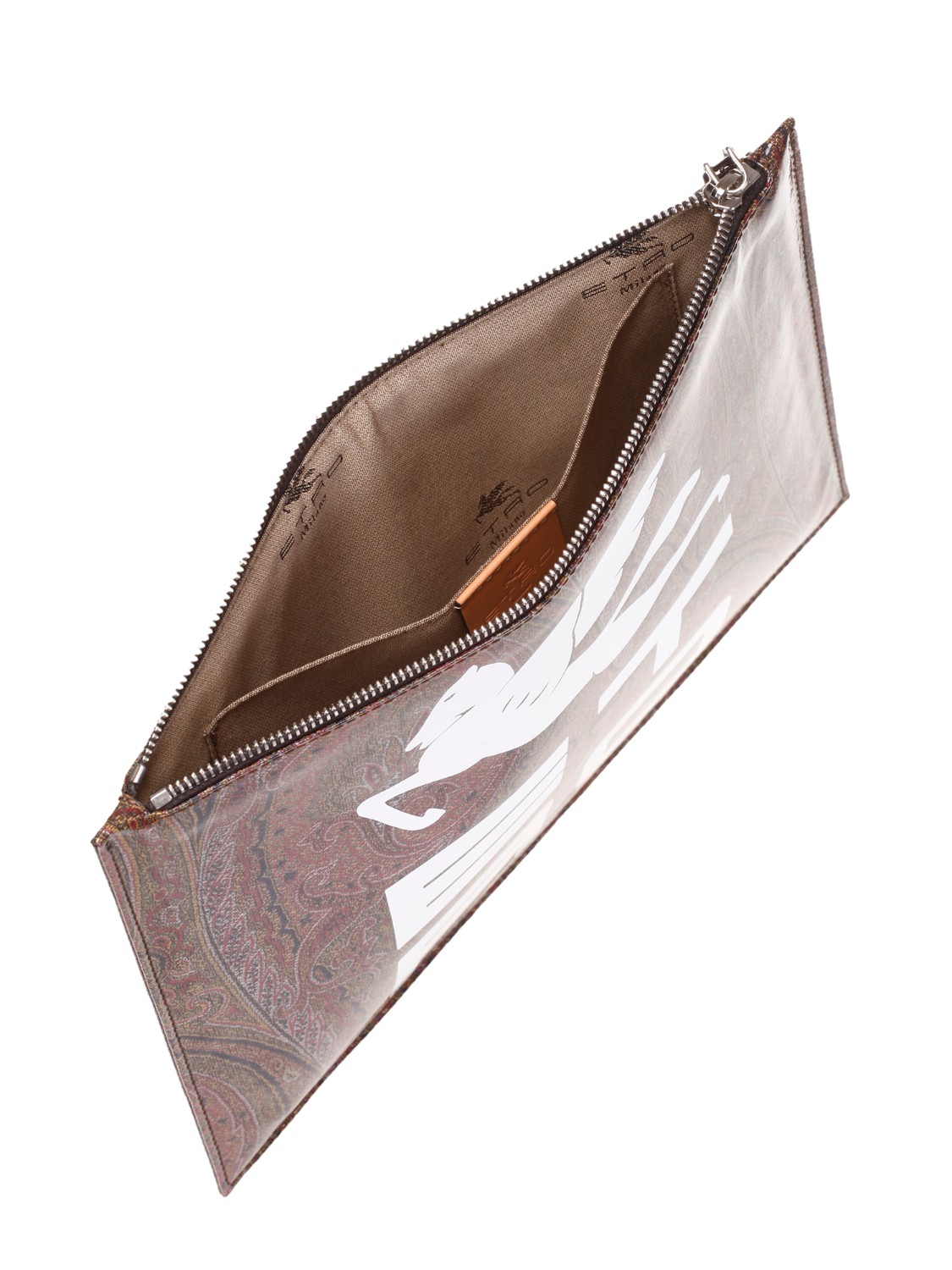 shop ETRO  Porta ipad: Etro porta iPad con pegaso bianco e maxi logo.
Chiusura con zip.
Laccio per il polso.
Tasca interna.
Dimensioni: 30 cm x 22 cm.
Composizione: 49% cotone 36% poliuretano 15% poliestere.
Fabbricato in Italia.. 1N460 7047-0600 number 3911154